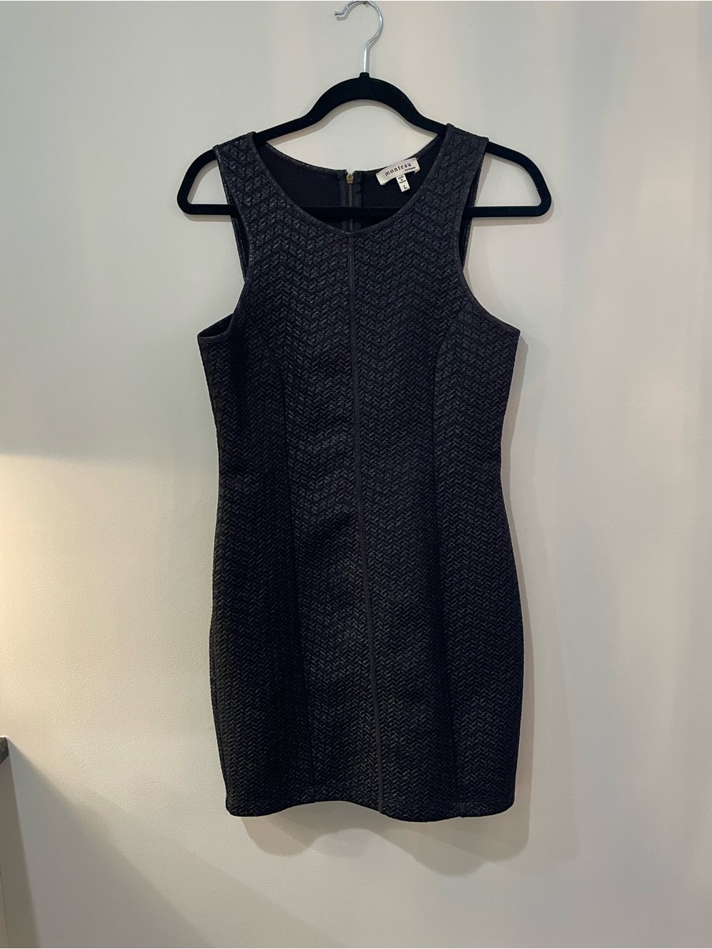 Monteau Black Textured Sheath Mini Dress